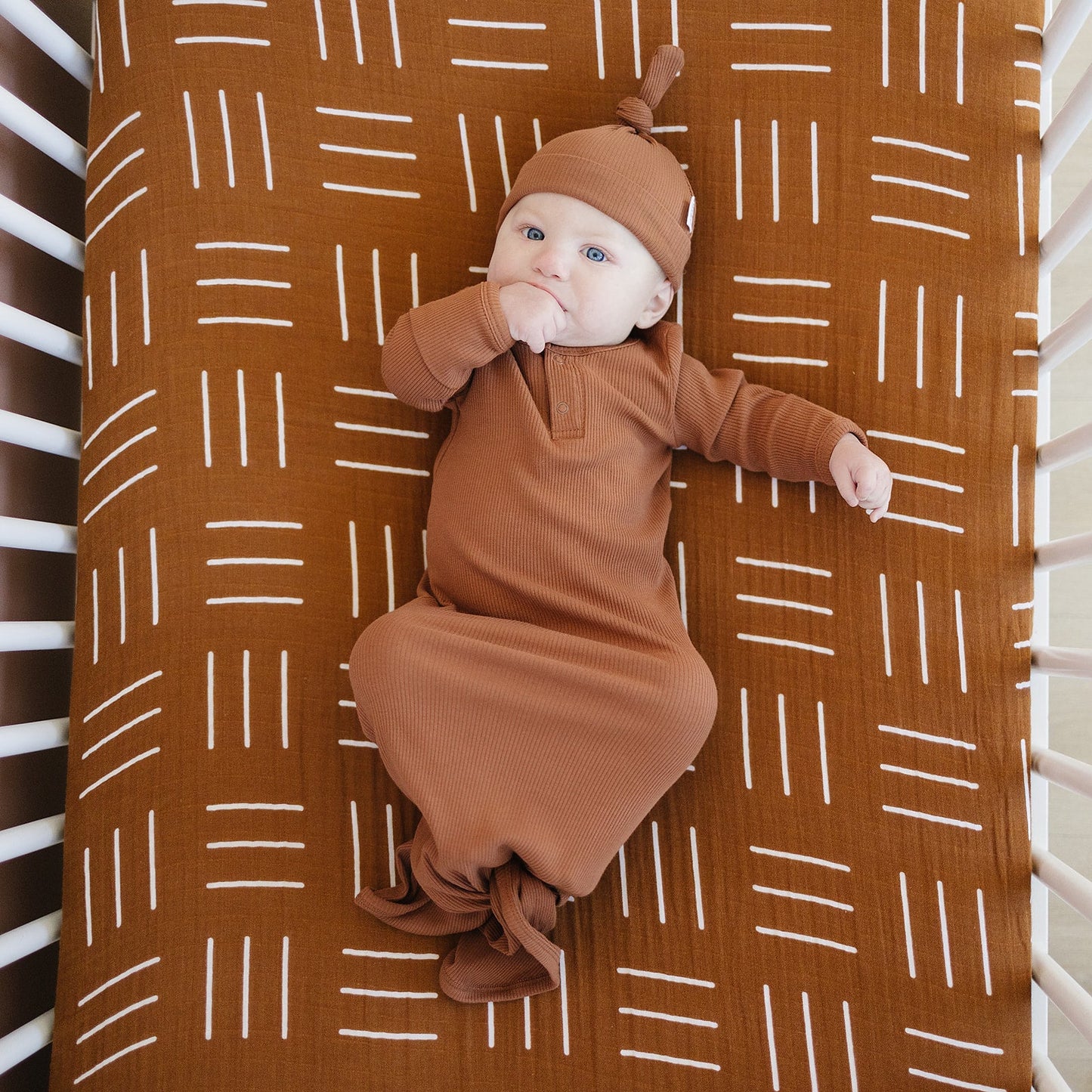 Mustard Mudcloth Crib Sheet