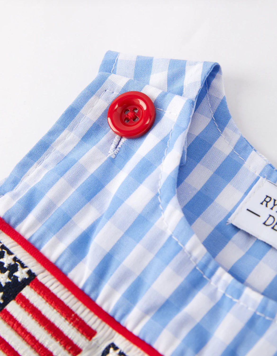 American Flag Embroidered Boys Romper