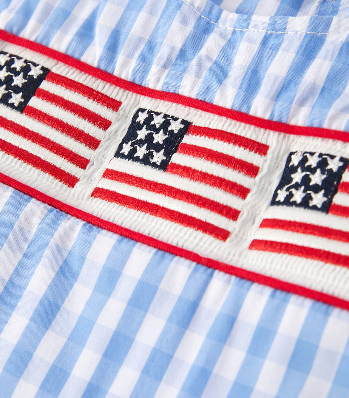 American Flag Embroidered Boys Romper