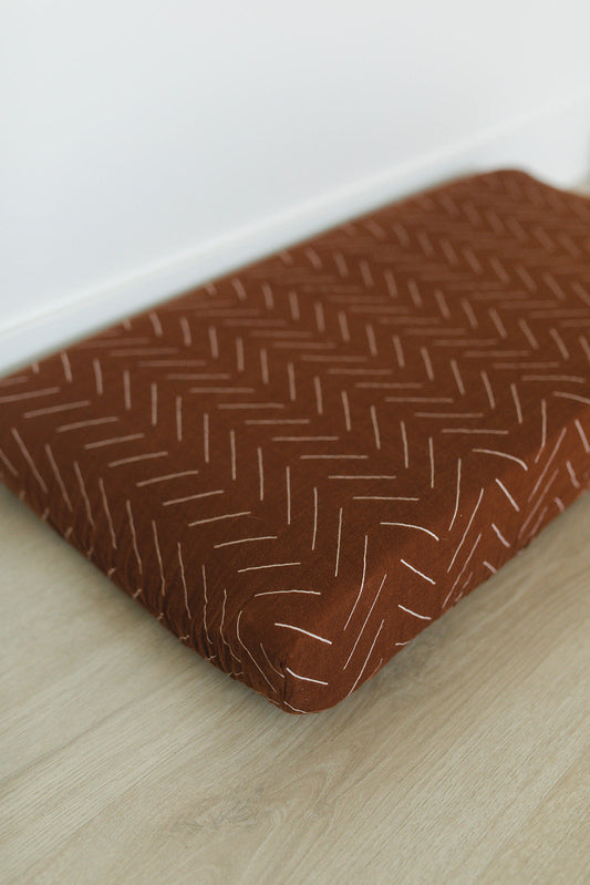 Rust Mudcloth Changing Pad Cover