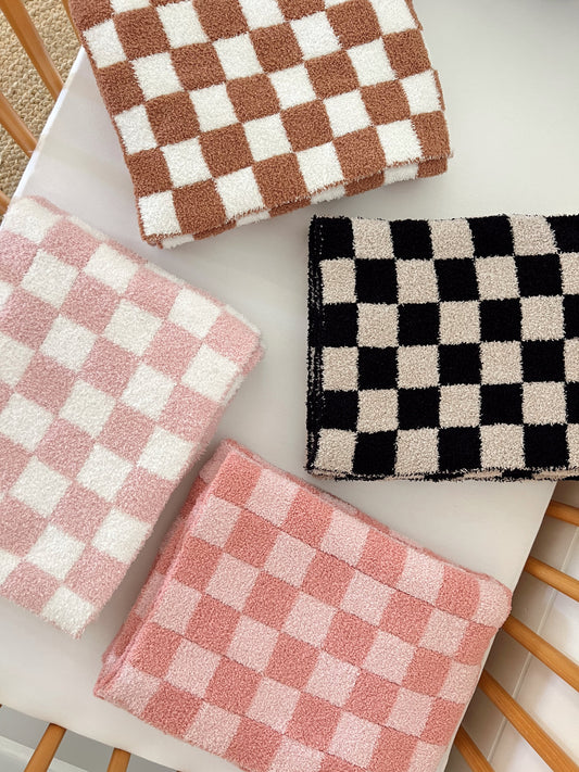 Phufy® Bliss Checkerboard Mini Blanket | Black-Cocoa