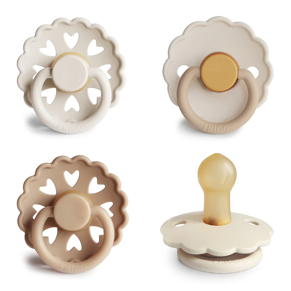 FRIGG Natural Rubber Pacifier 4-Pack | Snowflake Dream