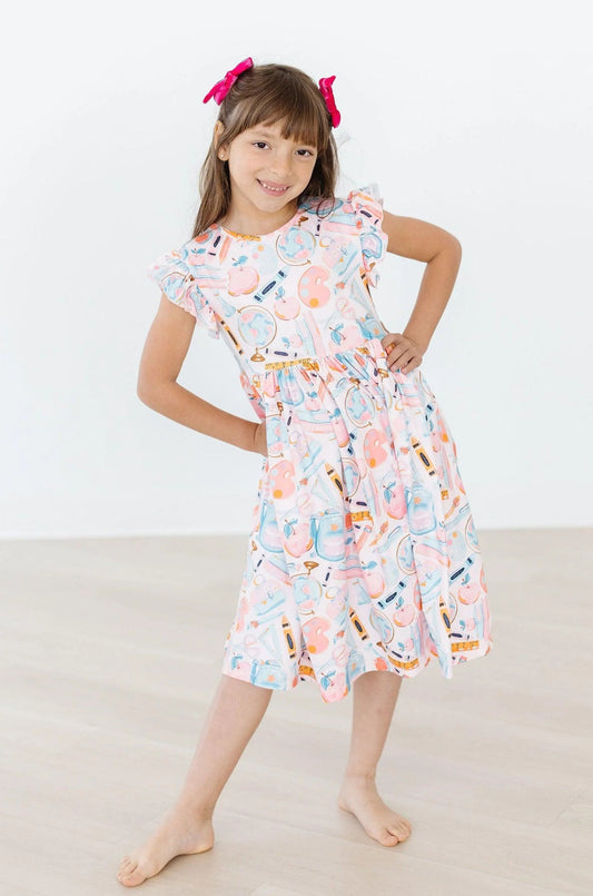 Class Act Flutter Sleeve Twirl Dress