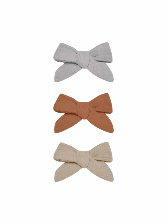 Bow W. Clip, Set of 3 | Periwinkle, Clay, Oat