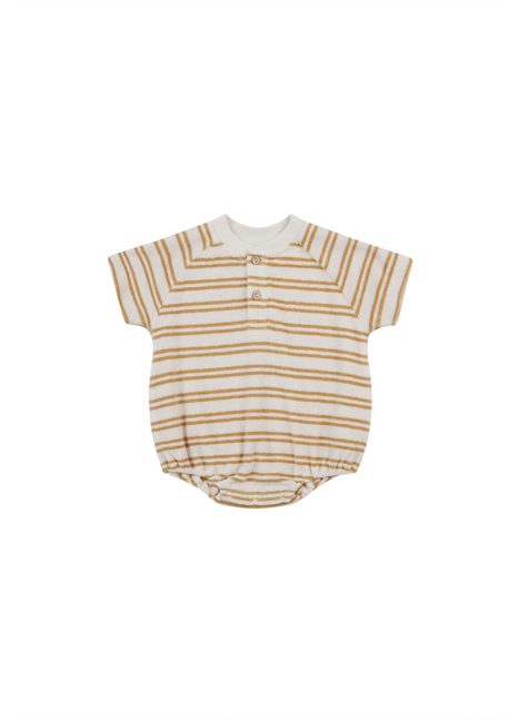 Terry Henley Romper | Honey Stripe