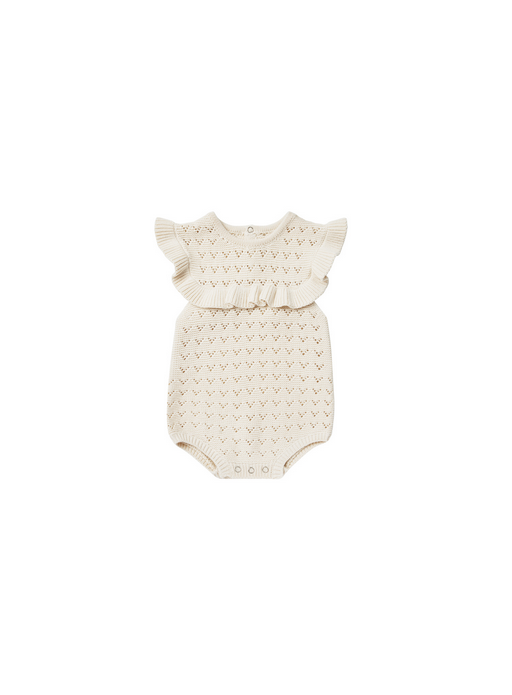 Pointelle Ruffle Romper | Natural