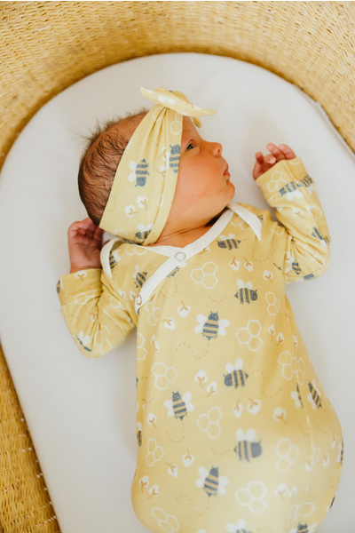 Honeycomb Newborn Knotted Gown