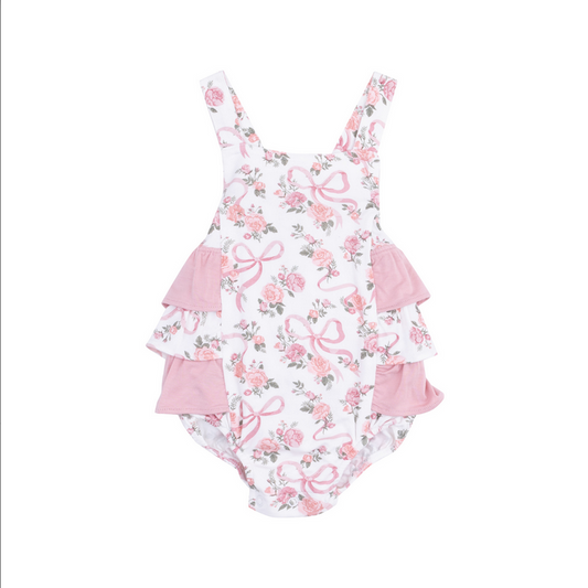 Ribbons And Flowers Ruffle Sunsuit