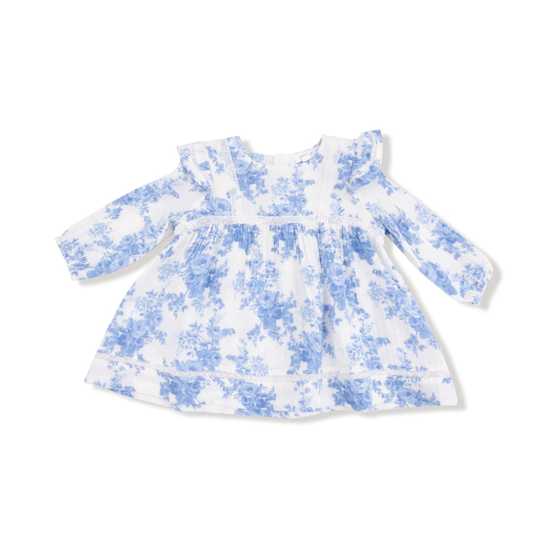 Long Sleeve Vintage Lace Dress | Dream Cottage Floral Blue