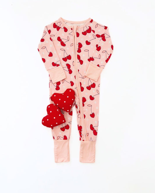 Bamboo Zip Romper | Cherry Heart