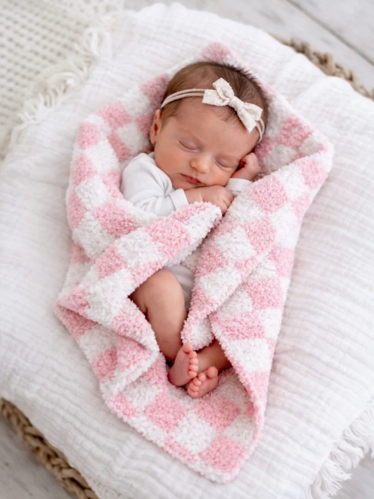 Phufy® Bliss Checkerboard Mini Blanket | Strawberry