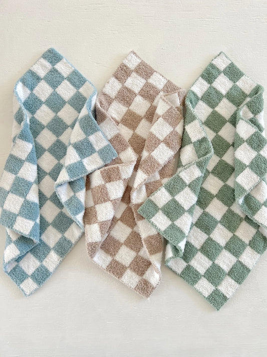 Phufy® Bliss Checkerboard Mini Blanket | Powder