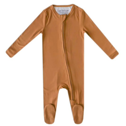 Camel | Zip-Up Footie Pajama