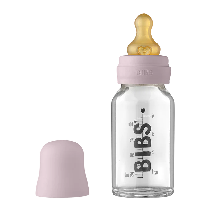 BIBS Baby Glass Bottle Complete Set Latex 110ml | Dusky Lilac