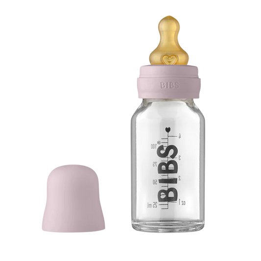 BIBS Baby Glass Bottle Complete Set Latex 110ml | Dusky Lilac