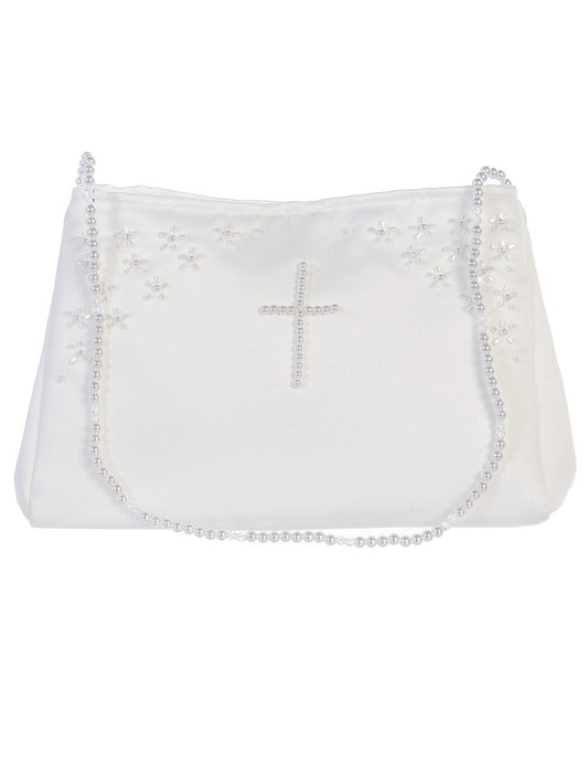 Satin First Holy Communion Purse | Pearl Cross