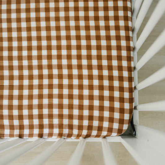 Gingham Muslin Crib Sheet