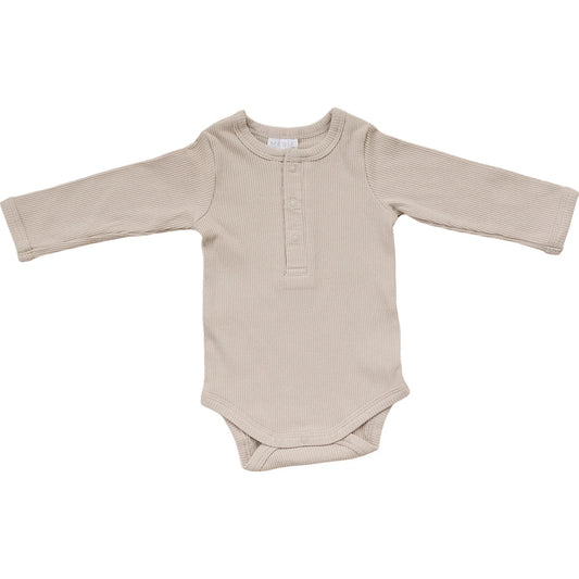 Oatmeal Organic Cotton Ribbed Snap Bodysuit