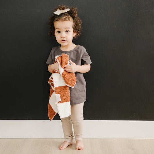 Rust Checkered Plush Blanket | Lovey