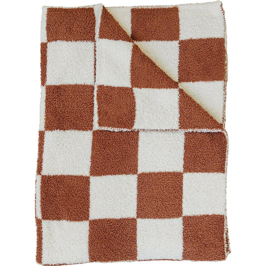 Rust Checkered Plush Blanket | Lovey