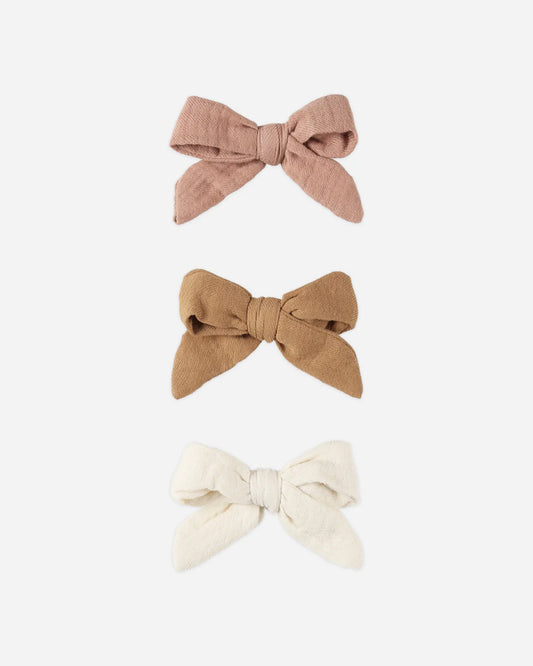 Bow W. Clip, Set of 3 | Rose, Natural & Golden