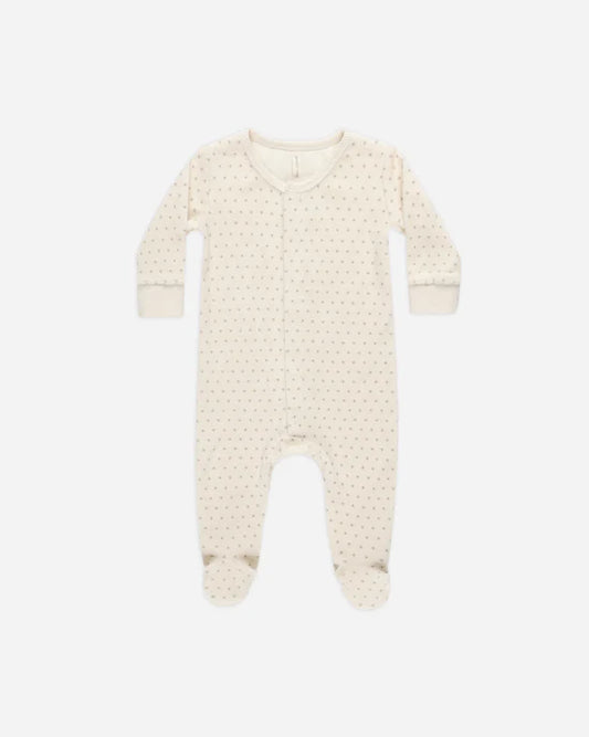 Velour Hidden Snap Footie | Polka Dot