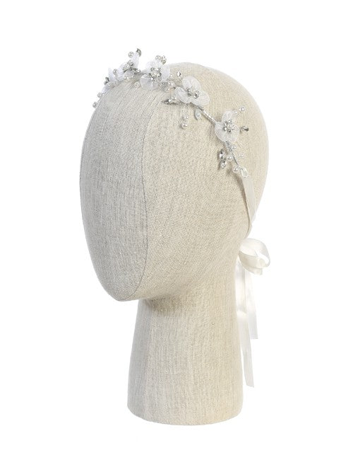 Organza Flower Headband with Rhinestones