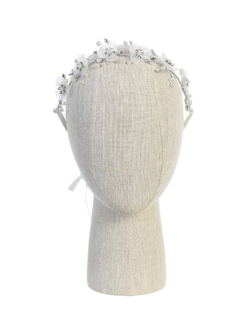 Organza Flower Headband with Rhinestones