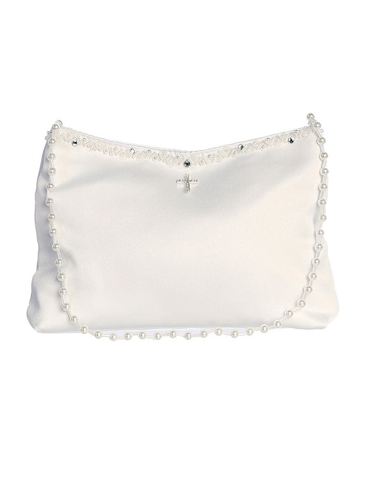 Satin First Holy Communion Purse | Rhinestone Cross
