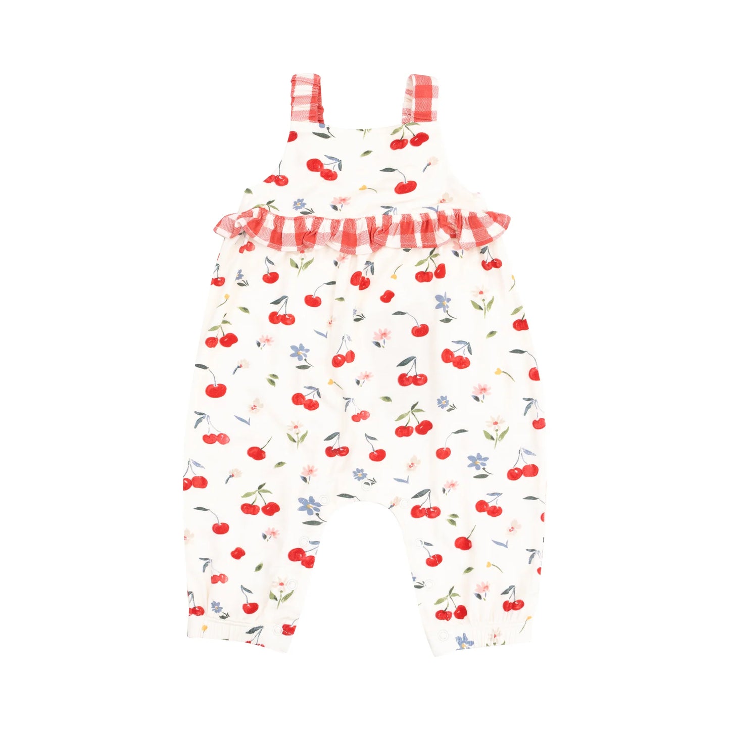 Ruffle Waist Romper | Watercolor Cherries