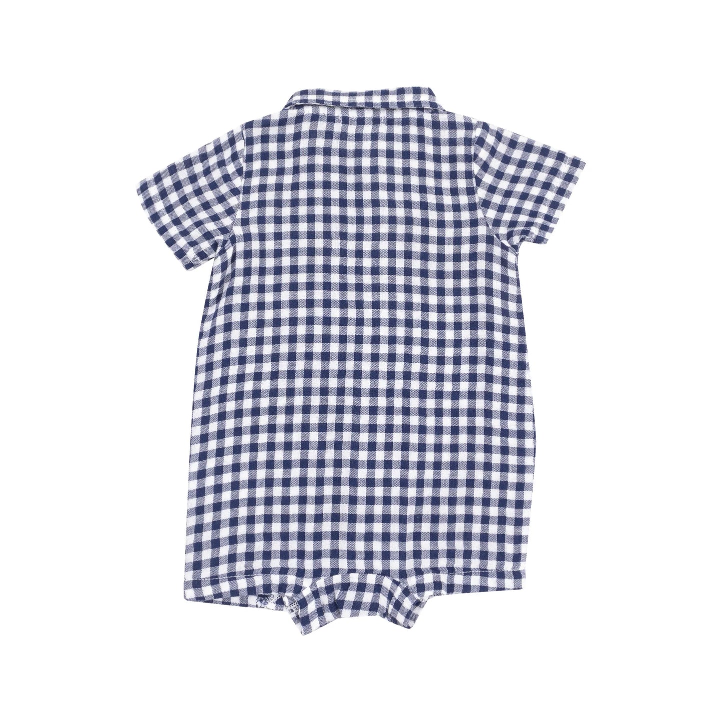 Button Down Polo Shortie | Navy Gingham