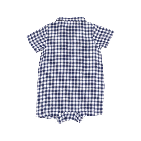 Button Down Polo Shortie | Navy Gingham