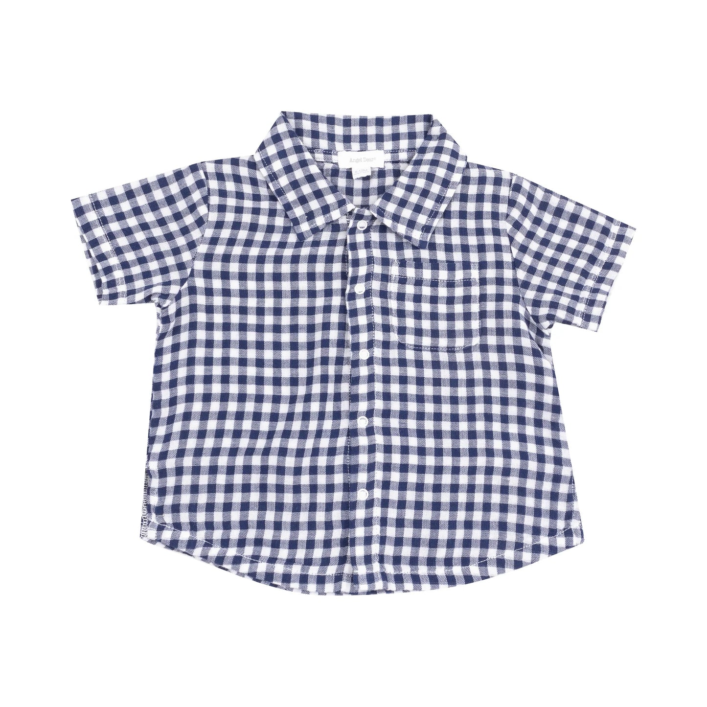 Button Down Muslin Polo with French Terry Short | Navy Gingham