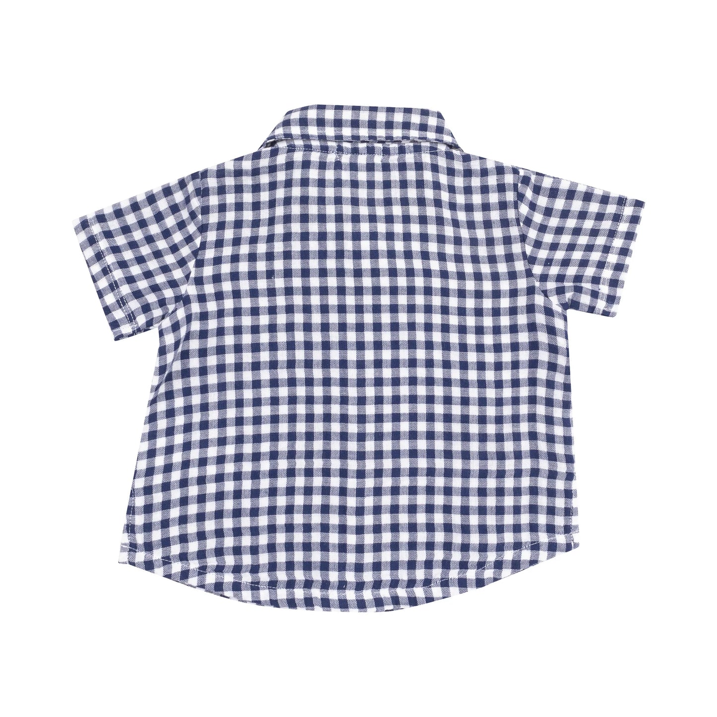 Button Down Muslin Polo with French Terry Short | Navy Gingham
