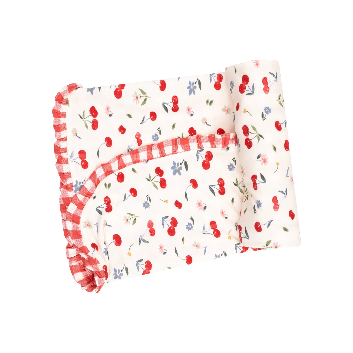 Ruffle Receiving Blanket | Watercolor Cherries