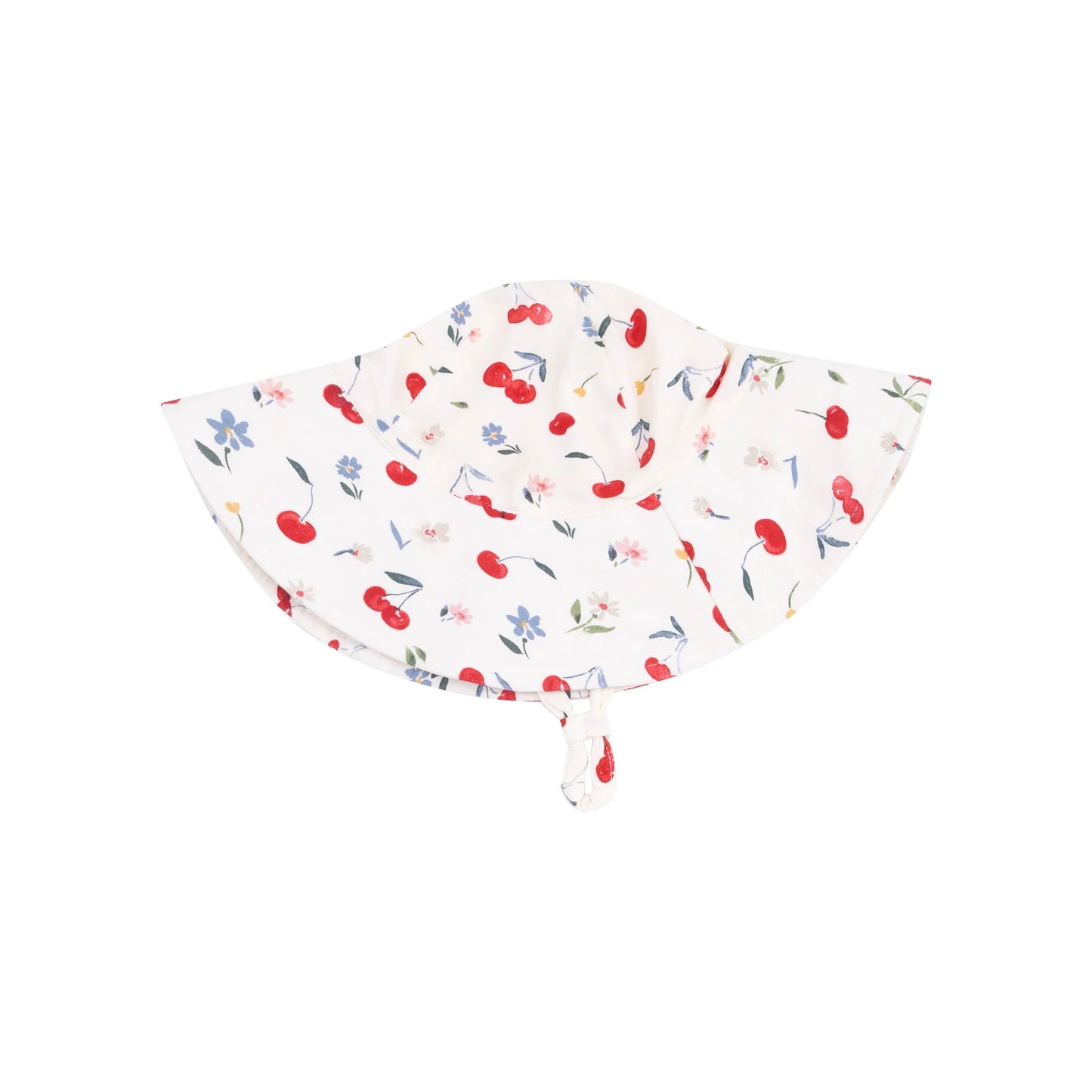 Watercolor Cherries + Gingham Wide Brim Sunhat