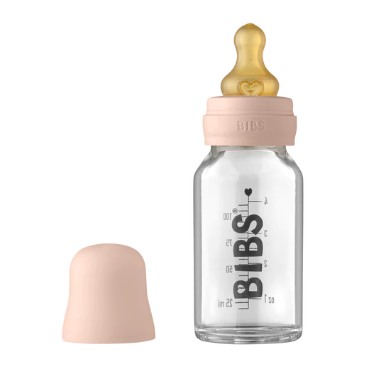 BIBS Baby Glass Bottle Complete Set Latex 110ml | Blush