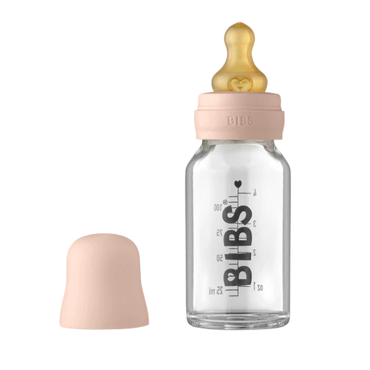 BIBS Baby Glass Bottle Complete Set Latex 110ml | Blush