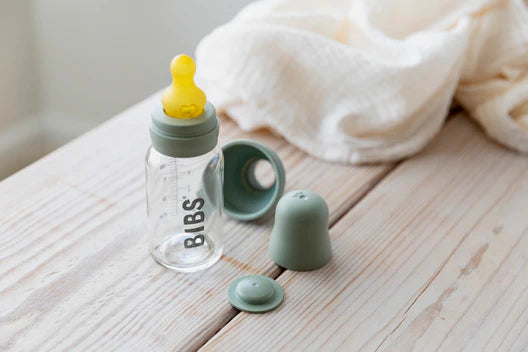 BIBS Baby Glass Bottle Complete Set Latex 110ml | Sage