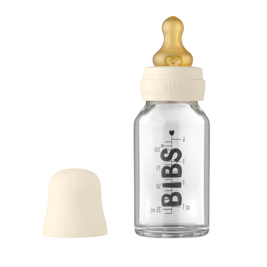 BIBS Baby Glass Bottle Complete Set Latex 110ml | Ivory