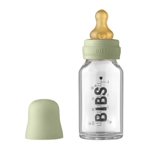 BIBS Baby Glass Bottle Complete Set Latex 110ml | Sage