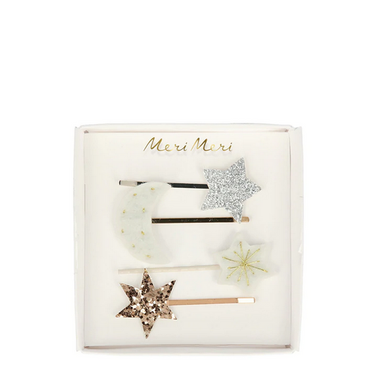 Moon & Star Hair Slides (x 4)