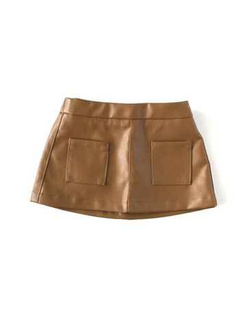 Leather Mini Skirt | Brown