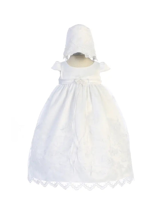 Cross Embroidered Christening Gown