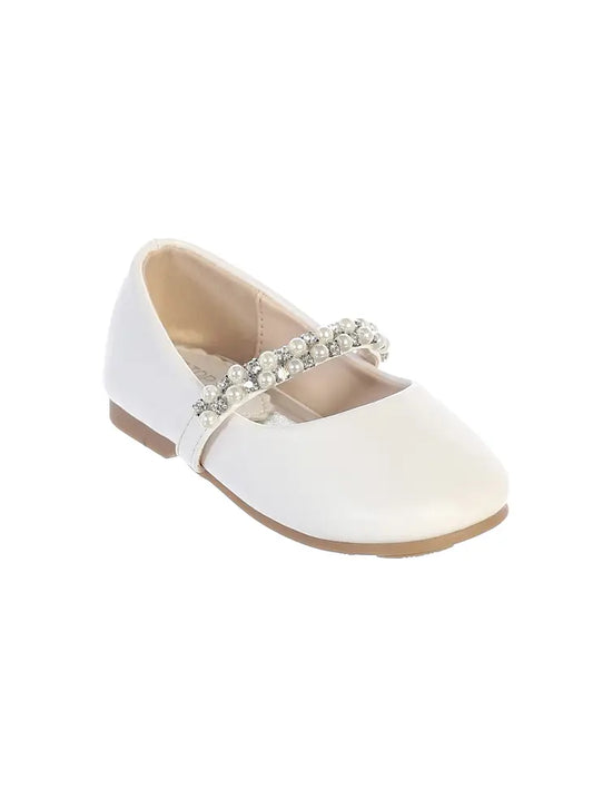 Rhinestone & Pearl Flat | White