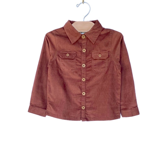 Corduroy Button Shirt | Rust