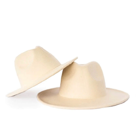 Girls Fedora Flat Brim Hat- Ivory