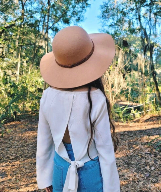Bell Sleeve Crop Top | Cream