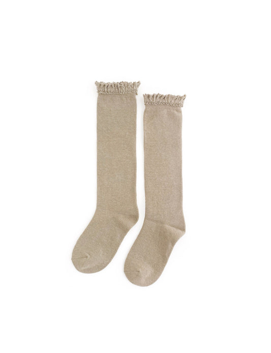 Oat Fancy Lace Top Knee High Socks