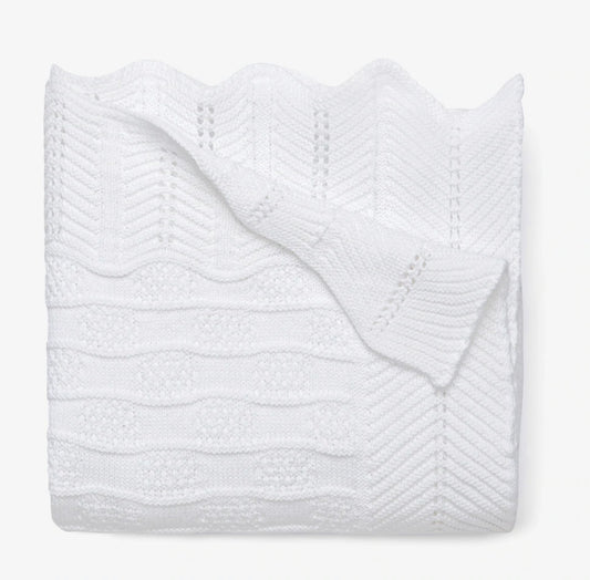 WHITE FANCY COTTON KNIT BABY BLANKET